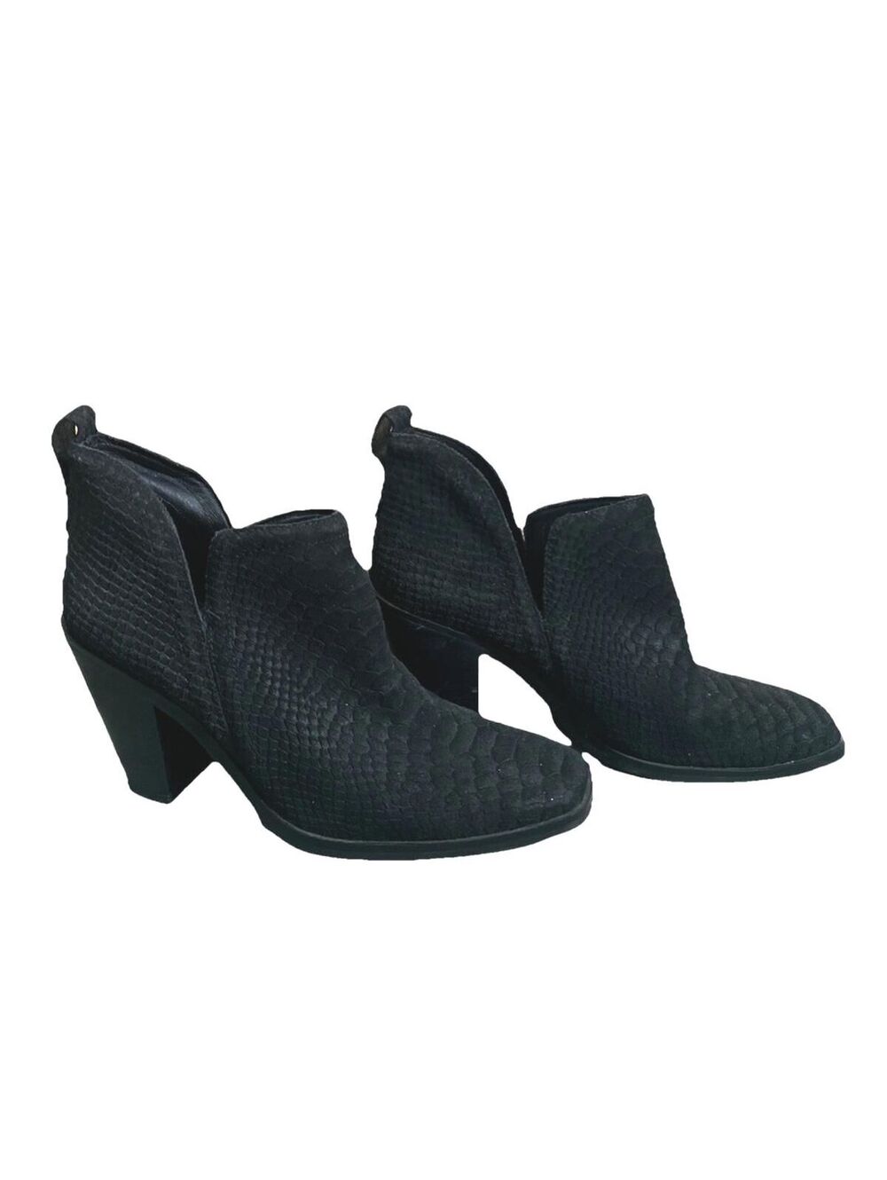 Jeffrey Campbell Rosee Black Suede Snake Print Ankle Booties Size 9